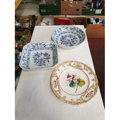 268 - Two Blue and White Bowls and Decorative Plate.