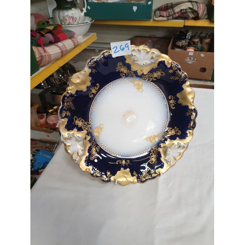 269 - 19th Century Limoges Blue and Gold Cabinet Plate.