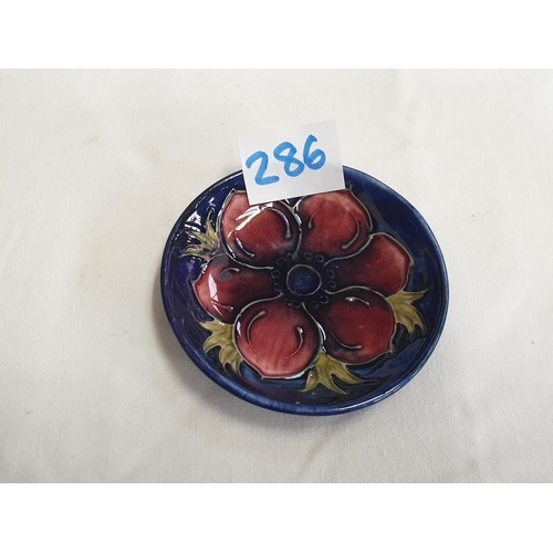 286 - Moorcroft Blue Ground Anemone Pin Dish.