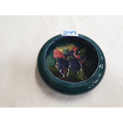 299 - Moorcroft Green Ground Footed Orchid Bowl Diameter c.11.25cm (c.4.5”).