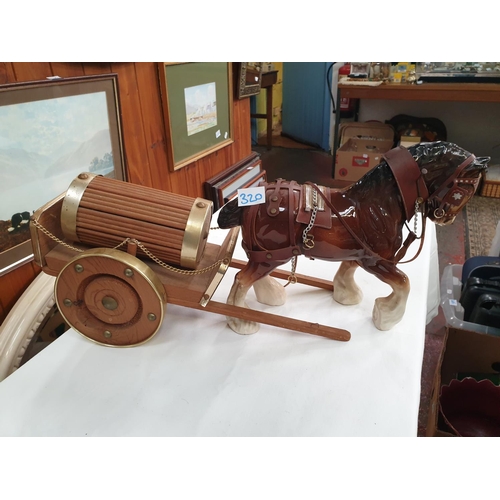 320 - Large Shire Horse & Cart with Barrel.