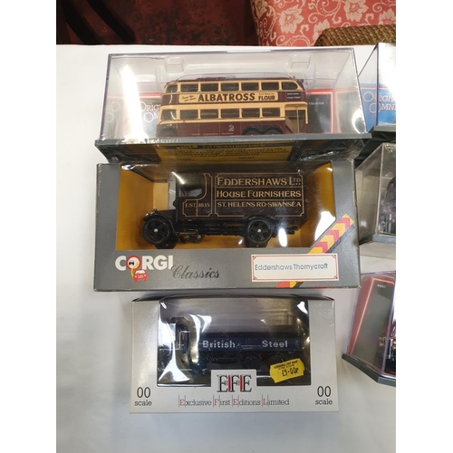 353 - Tray of Boxed Corgi Busses, Corgi Thornycroft Van & EFE British Steel Truck - Includes Western Welsh... 