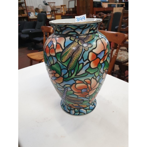 399 - Hand Painted Chinese Vase with Dragonfly Design.