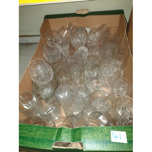 41 - Box of Cut Glass & Drinking Glasses.