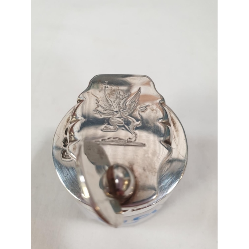 429 - Small Silver Hallmarked Lidded Pot with Dragon Etched on Lid.