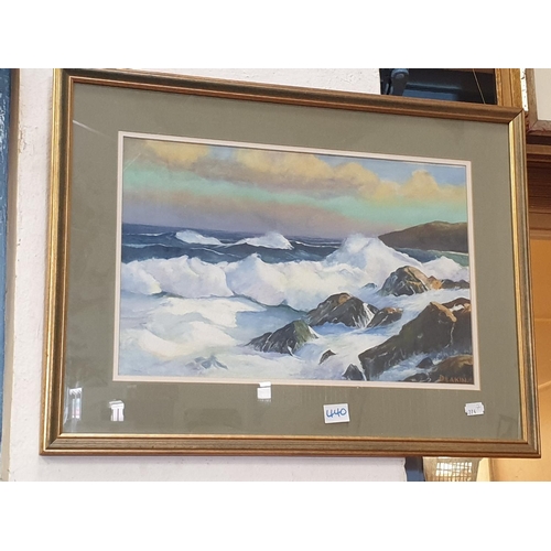 440 - Framed & Glazed Stormy Sea Watercolour Signed 