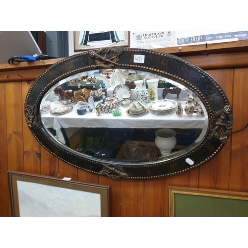 451 - Oval Framed Wall Mirror with Torch Detail.