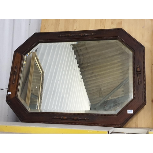 458 - Large Oak Framed Octagonal Wall Mirror.