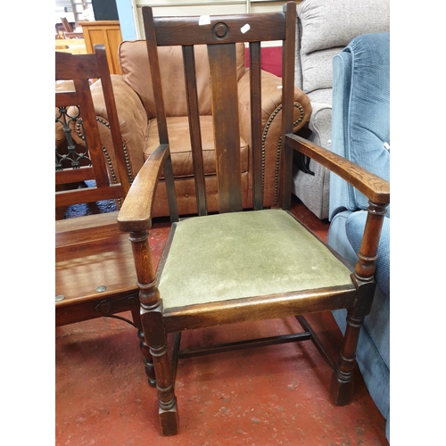 482 - Solid Oak Carver Chair.