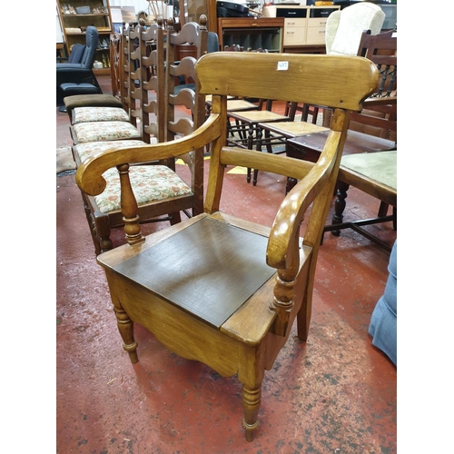 485 - Mahogany Commode Carver Chair.