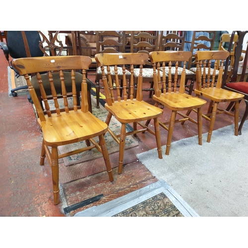 488 - Set of Four Solid Pine Dining Chairs.