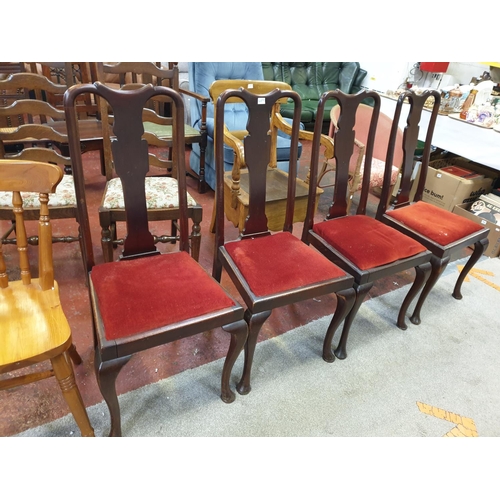 489 - Set of Four High Backed Mahogany Dining Chairs.