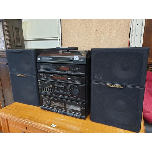 492 - Hitachi Stacking HiFi System, Remote Control & Speakers.