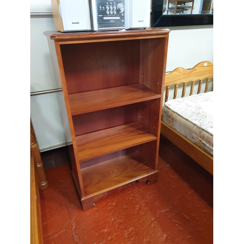 500 - Yew Three Shelf Closed Back Bookcase.