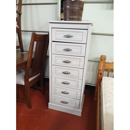 505 - Seven Drawer Tall Modern Whitewash Effect Chest of Drawers.