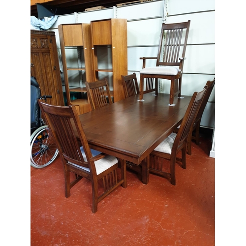 506 - Modern Solid Oak Extending Dining Table with 4 Matching Chairs & 2 Carvers.