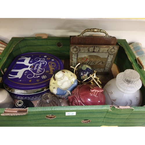 52 - Box to Include Storage Jar, Miniature Gem Stone Globe, Letter Rack etc.