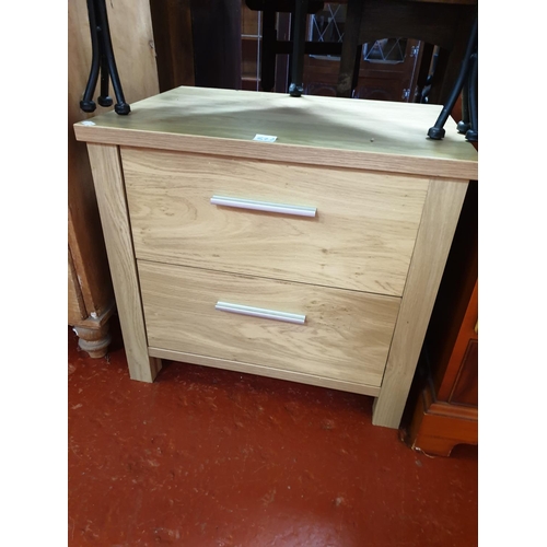 522 - Two Drawer Light Oak Effect Bedside Cabinet.