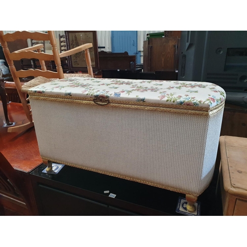 525 - Wicker Blanket Box with Upholstered Top.