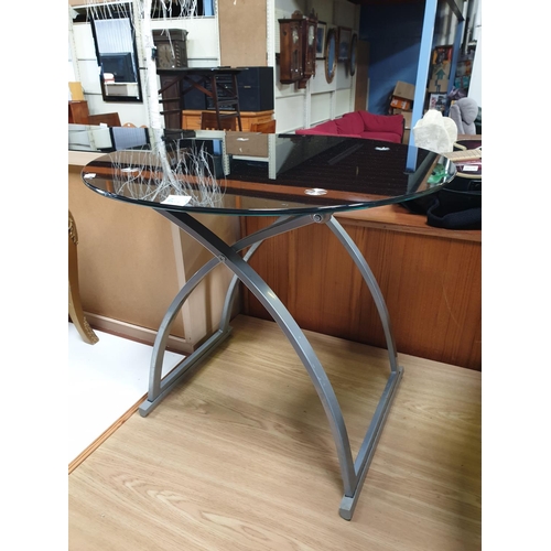 543 - Black Glass Top Chrome Based Side Table.