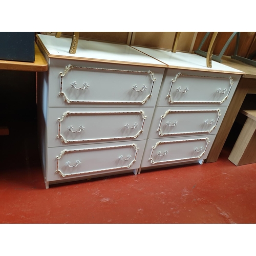 546 - Two Sets of White 3 Drawer Chest of Drawers.