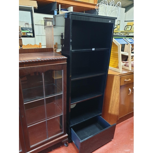 554 - Black Gloss Effect Four Shelf Unit with Single Drawer.