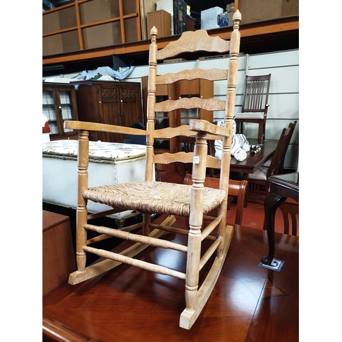 558 - Pine Rocking Chair with Woven Seat.