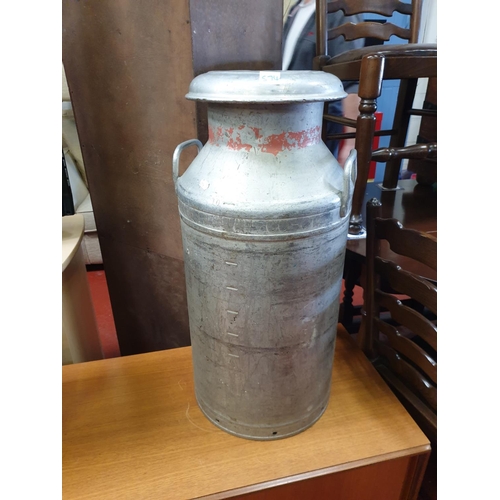 574 - 10 Gallon Galvanised Steel Vintage Milk Churn with Lid.