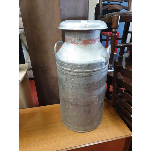 574 - 10 Gallon Galvanised Steel Vintage Milk Churn with Lid.