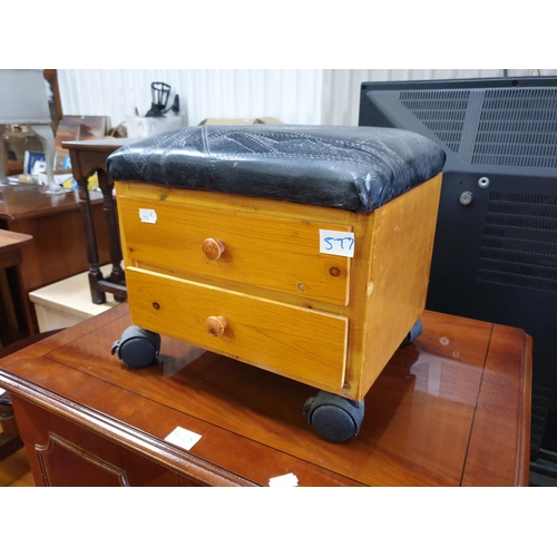 577 - Retro Sewing Stool with Drawers & Casters.