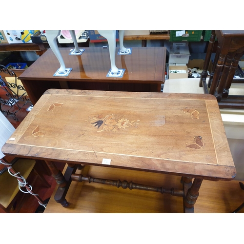 580 - Marquetry Married Hall Table with Inlaid Butterfly Top.