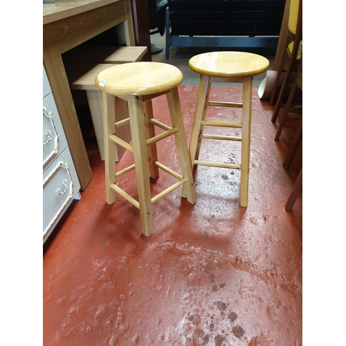 583 - Pair of Solid Pine Kitchen Stools.