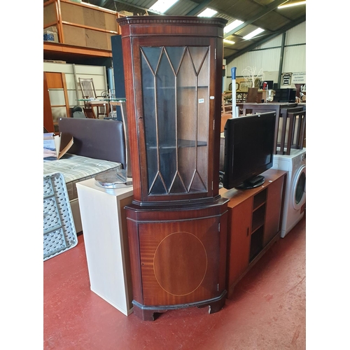 606 - Mahogany Glazed Top Corner Cabinet over Single Cupboard.