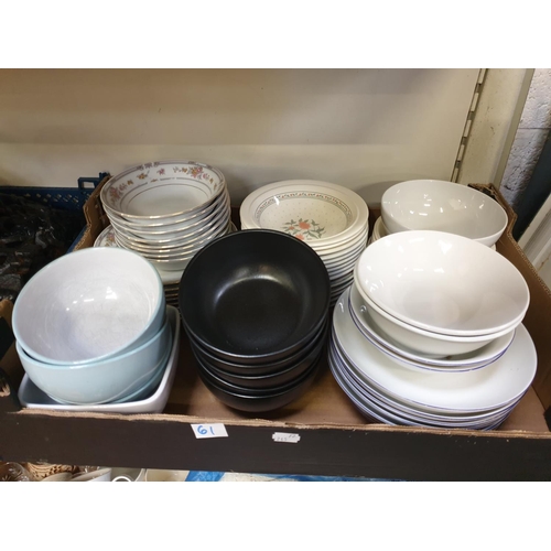 61 - Large Quantity of Assorted Cereal Bowls & Plates.