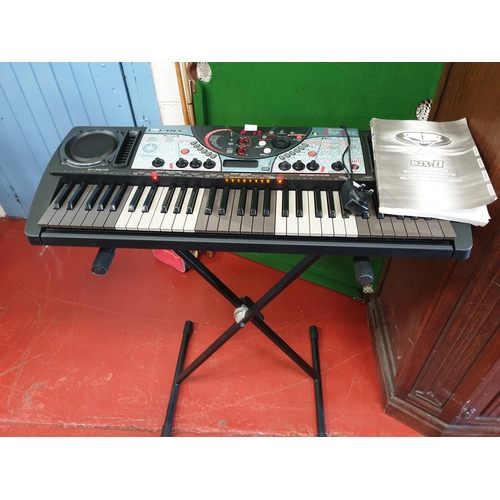 613 - Yamaha DJX-II Electric Keyboard, Working with Stand, Manual & Power Cable.