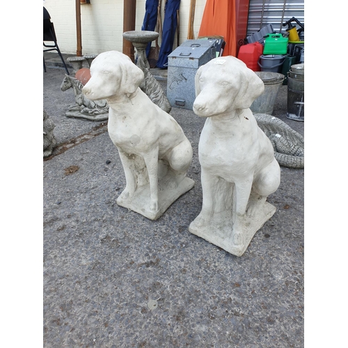 622 - Pair of Large Concrete Garden Weimaraner Dog Ornaments - approx 29