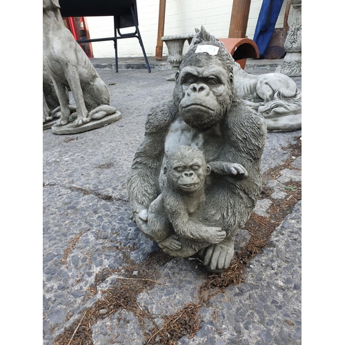 629 - Small Concrete Gorilla & Baby Garden Ornament.