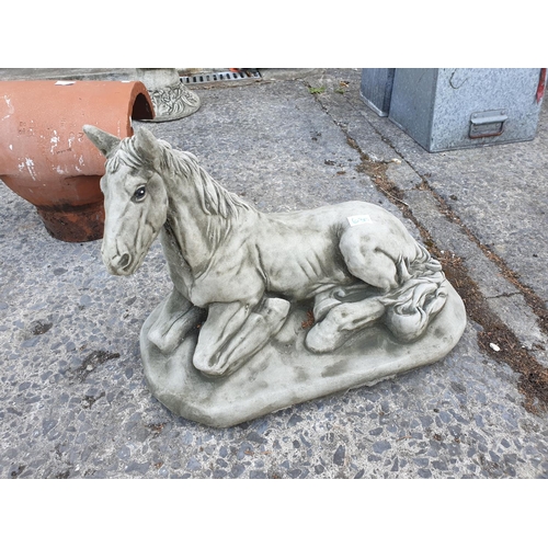 630 - Concrete Garden Recumbent Horse Ornament.