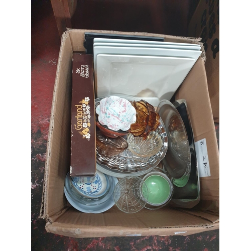 88 - Box to Include Glass Dishes, Boxed Sherry Glasses, Kitchenware etc.