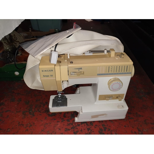 144 - Singer Tempo 70 Electric Sewing Machine with Manual & Foot Pedal.