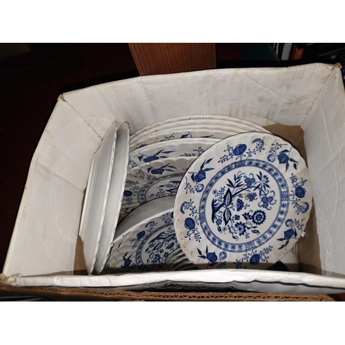 162 - Box of Blue & White J & G Meakin 