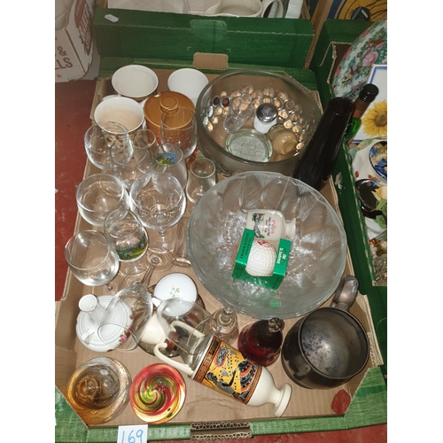 169 - Box of Glassware, Bowls, Mugs etc.