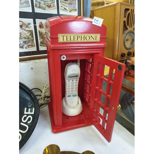 251 - Red Box Telephone with BT Telephone Inside.