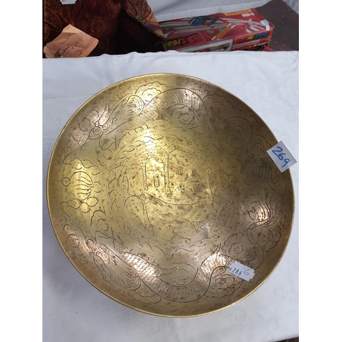 269 - Chinese Brass Bowl on Stand.