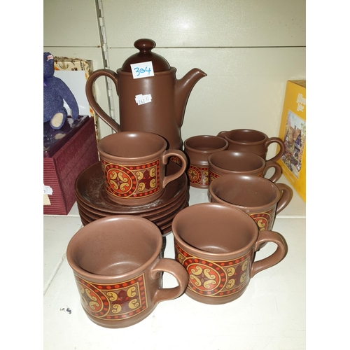 304 - Retro Sadler Brown 15 Piece Coffee Set.