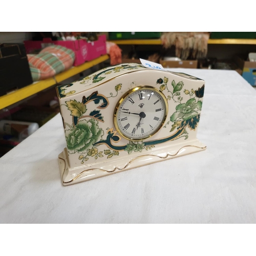 319 - Masons Green Chartreuse Mantle Clock.