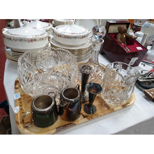 366 - Tray of Cut Glass Bowls, Ships Decanter etc.