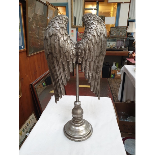 437 - Pair of Stunning Silvered Finish Angel Wings on Stand.