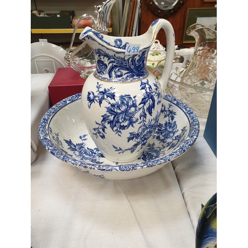 499 - Large Blue & White Doulton Burslem 