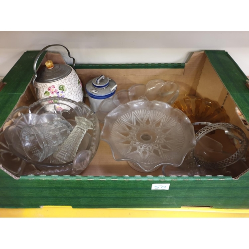 50 - Box of Glass Bowls & Dishes etc.